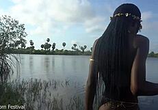 hot skinny african village girl naked, seeking dick outdoors?