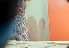 Hey, check out my Colombian stepsister changing her clothes in the room, she's got such a cute style with that miniskirt and all.