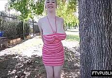 big natural tits flashing in public places