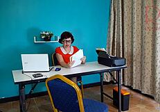 The Secretary Displays Under The Desk On Camera