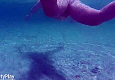 This creampie whore is swimming underwater with a big ass. 😎