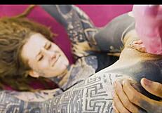 tattoed couple fucks hard with anal play