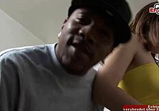 BBC is too big for brunette slut's natural tits and ass.