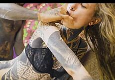 tattoed couple fucks hard with anal play