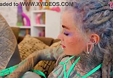 Dreadlocks hippie pornstar gives a big cock sloppy blowjob and anal ride