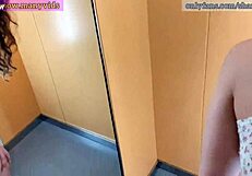 public elevator blowjob leading to facial cum! intense humiliation!