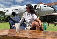 I asked a stranger for a beach photo, and he ended up fucking me in the hotel and cumming on my face!