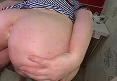 when her husband is not at home, the mature stepmom calls her stepson for homemade help