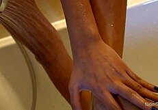 brunette excited by foot fetish bangs hard