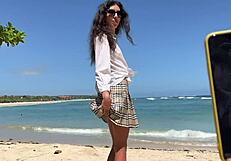 I asked a stranger for a beach photo, and he ended up fucking me in the hotel and cumming on my face!