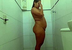 Desi Village Latina Taking Hot Bath Waiting for Master on Ranch with Hairy Big Ass
