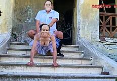 Curvy Couple Dresses As Bodybuilders For Halloween Sex In Haunted House