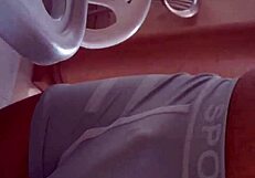 Tight Shorts Hiding Hard Cock in Public Outdoor