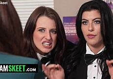stepsisters riding cum in surprising interview twist