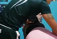 I fuck my stepsister in the gym because she wants to get fit