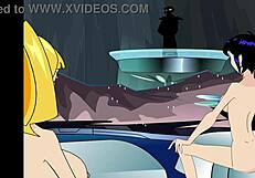 Blonde And Redhead In Flashing Lesbian Threesome Animation Part Two