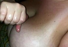 Wife's natural 42f tits bounce during slow-motion handjob on my cock