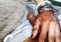 Muslim Mistress Gives Servant Handjob Massage with Dirty Talk in Clear Hindi Voice