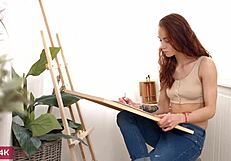 This tiny 18+ redhead teen gets inspired by riding cock cowgirl style to creampie orgasm. Her shaved pussy takes it all in doggystyle.