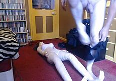 Experiencing intimate moments with a mature sex doll.