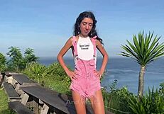 security guard catches naughty girl in private sector, fucks her with sea view blowjob and doggystyle.