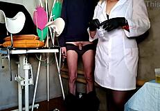 Gorgeous mature nurse knows how to make you cum with her adorable fat ass and gloves