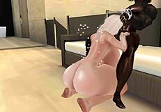 Blonde bimbo starts with deepthroat blowjob on big black cock. She gets creampied in interracial pounding.