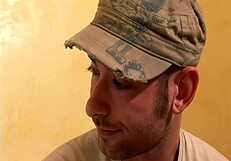 Blonde babe Ciera Sage gives deepthroat head while getting double penetration fucked in bathroom.