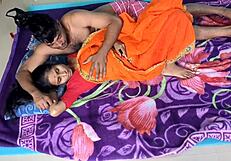 asian couple engages in intimate family roleplay scene