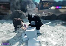 Asian baddie enjoys outdoor hot spring sex with follower in session