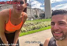 argentinian fitness babe gets picked up at gym for big cock blowjob