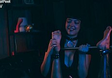 there's no escape from the mistress of tickling in this femdom scene