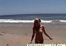I am Little Summer, showing my natural tits and pussy at the beach