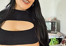 Unfaithful latina wife waits for her neighbor without underwear, inviting him to fuck her tight ass hole deeply