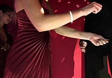 Double penetration orgy at night club