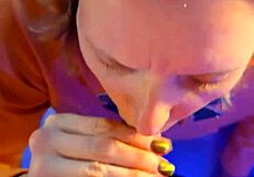 Milf wife sucks cock then gets fucked hard to creampie.