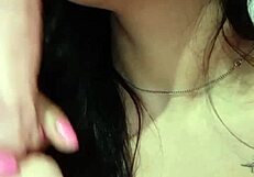 The dark-haired girl acts like a greedy little slut.