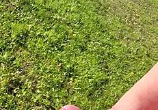 He enjoys a quick masturbation session under the warm sun in the garden.