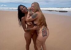 Blonde And Latina Teens Fuck On Beach In Lingerie
