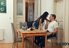 Daddy4K teen girlfriend cheats with old cocks in next room