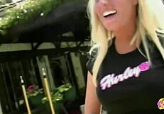 strapon play with blonde lesbian in casting scene