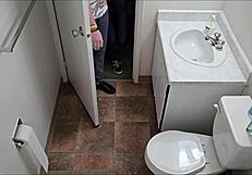 Student fucked in school toilet by bent over doggystyle