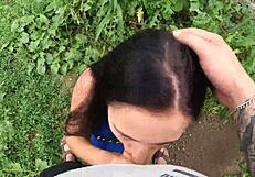 Horny Student Blows Behind Garages!