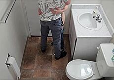 Student fucked in school toilet by bent over doggystyle