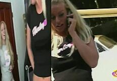 strapon play with blonde lesbian in casting scene