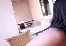 Aryana Starr sucks black dude's cock then gets fucked doggystyle and cowgirl