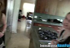 Blindfolded Teen Lesbians Finger and Masturbate at Party in Detail