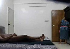 Maid Samantha Gets Flashed a Hard Cock in the Kitchen