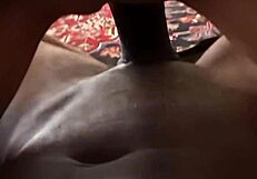 Beautiful blonde girl with big tits and shaved pussy in action.