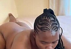 Ebony babe enjoys solo play with toys in homemade setting